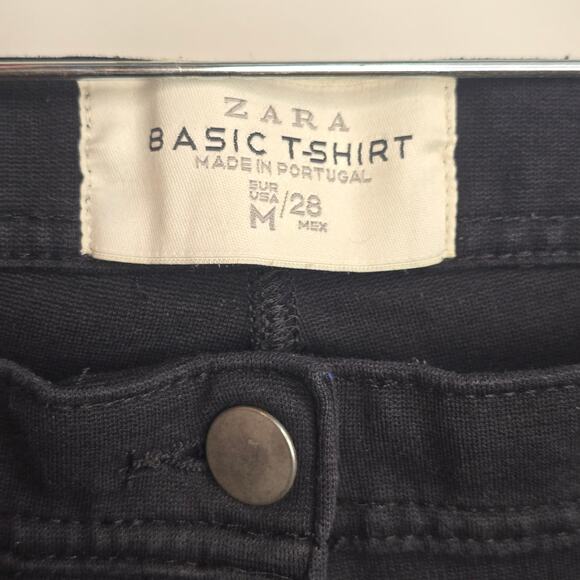 Zara Basic TShirt Black Straight Leg Jeans Soft Women's Size 28 Made In Portugal - Picture 4 of 6